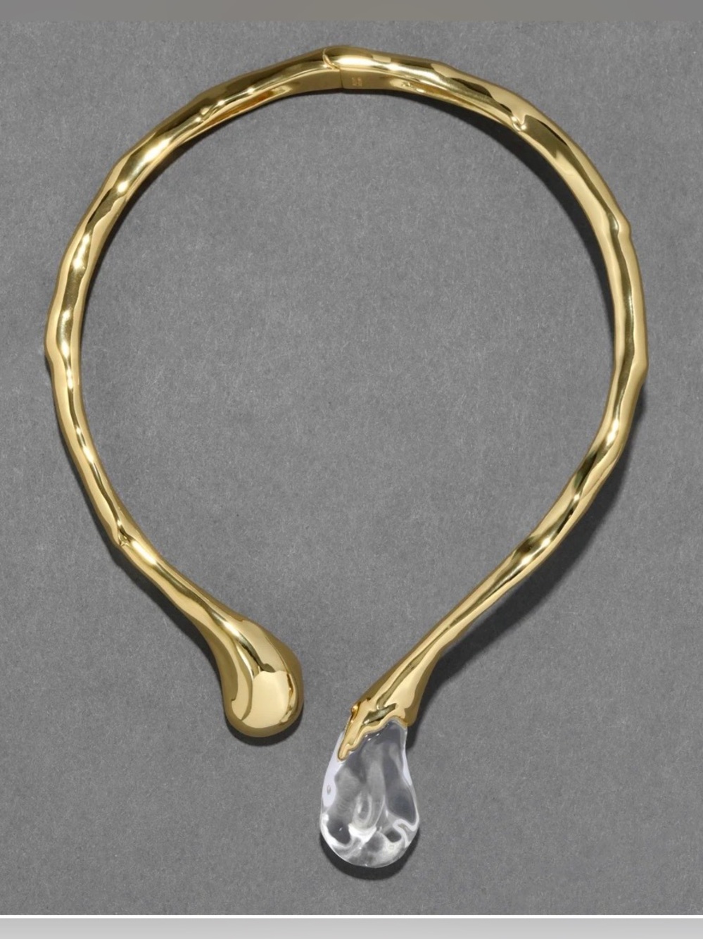 ALEXIS BITTAR Liquid Lucite Sprout Collar Necklace Gold Clear JL18 - Picture 3 of 6